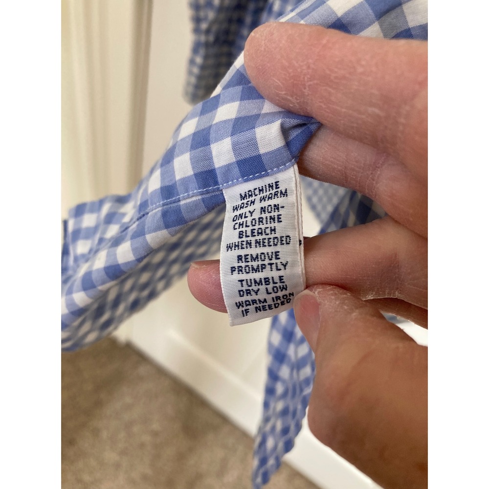 Ralph Lauren Mens Custom Gingham Button Down Shirt Blue White Large Pink Pony - Picture 5 of 6